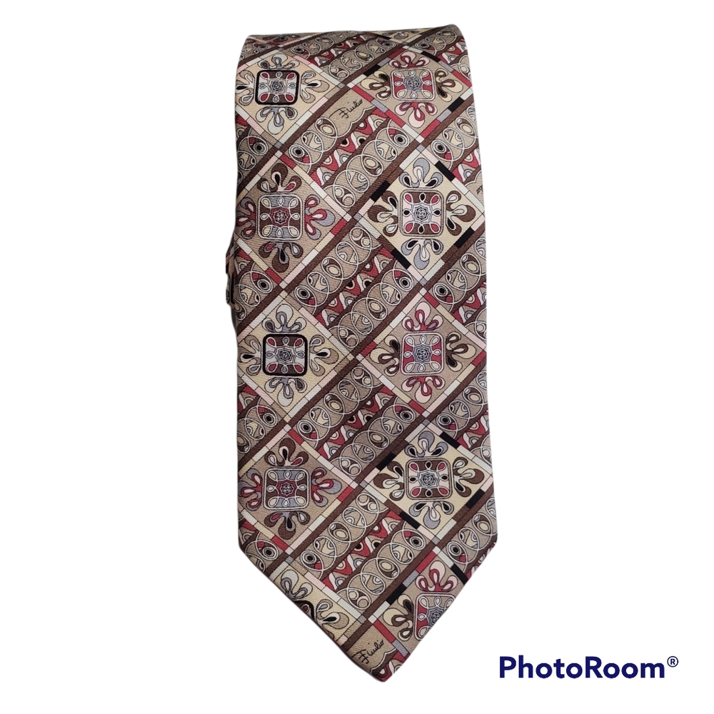 Emilio Pucci Firenze Pattern Print Silk Tie